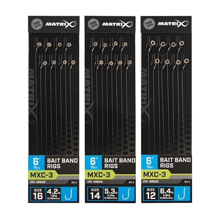 Matrix MXC-3 Barbless 15cm Bait Bands Rigs 1 Matrix MXC-3 Barbless 15cm Bait Bands Rigs